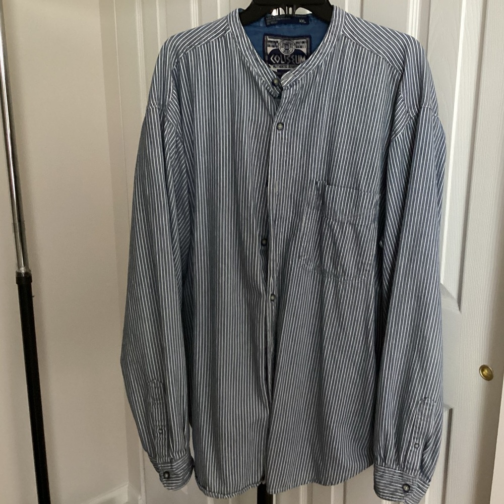 Stripe round collar shirt vintage coliseum 2Xl bodybuilder fit
